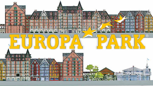 Artwork der Fassade des Europa-Park-Wasserpark-Hotels