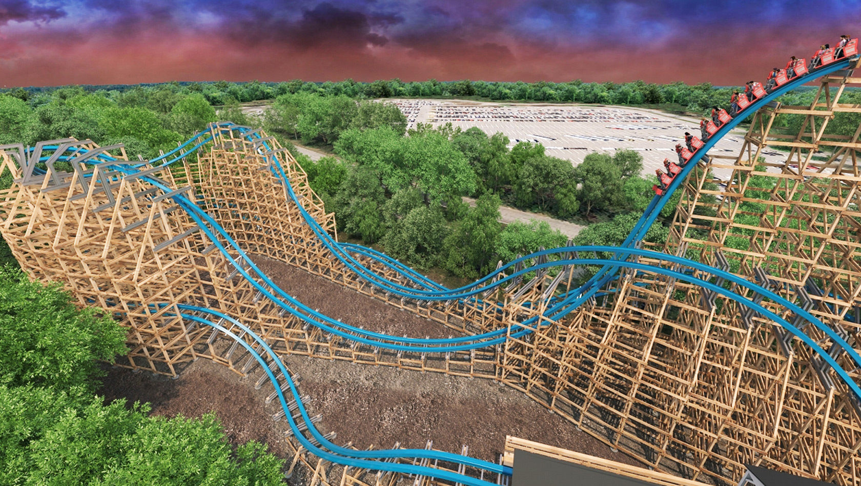 Six Flags Over Georgia Twisted Cyclone Rendering