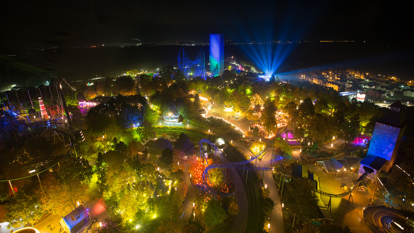 Hansa-Park bei Nacht - Luftaufnahme