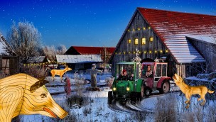 Karls Erlebnis-Dorf Rövershagen Winter Traktorbahn