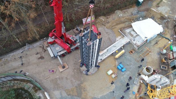 Bayern-Park neuer Freifallturm 2020 Aufbau