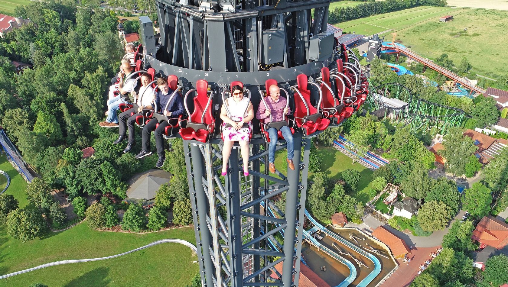 Bayern-Park Free Fall Tower Voltrum Aussicht