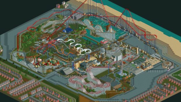 Screenshot aus RollerCoaster Tycoon aus dem Jahr 1999
