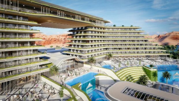 Ein Konzept des Hotels des Wasserparks Qiddiya