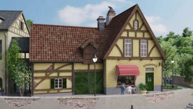 Das Konzept zeigt ein Haus aus "Kikis kleiner Lieferservice" im Ghibli Park