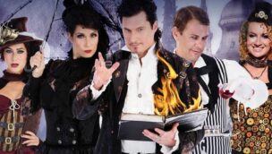 Werbebild der neuen Zaubershow im Movie Park Germany Sherlock Holmes - A Game of Mystery