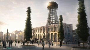 Europa-Park neue Achterbahn 2023 Voltron Coaster Artwork Wardenclyffe Tower