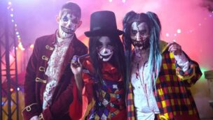 Clowns zu Halloween in Walibi Belgium