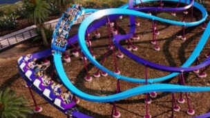 Nahaufnahme des Konzept des duellierenden P'Sghetti Bowl Coaster von Skyline Attractions