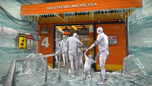 SeaWorld Orlando Penguin Track 2024 Entrance Artwork